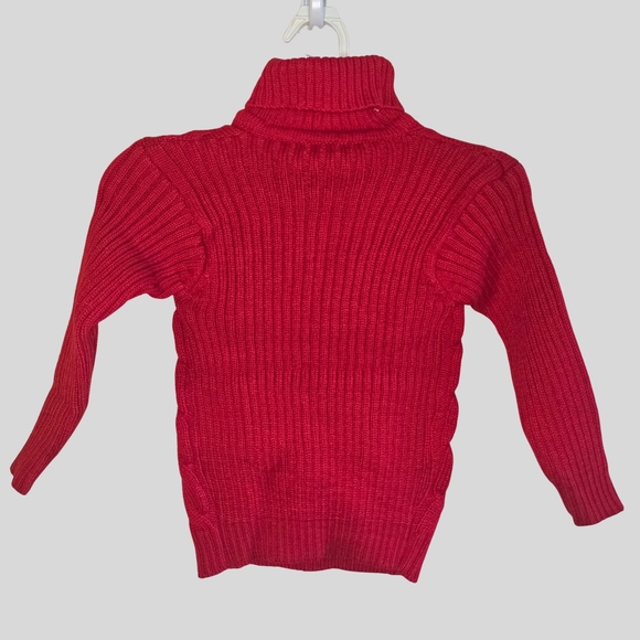 Knit Turtleneck Sweater Toddler Unisex Size 4T Red Soft Pullover - Picture 2 of 11